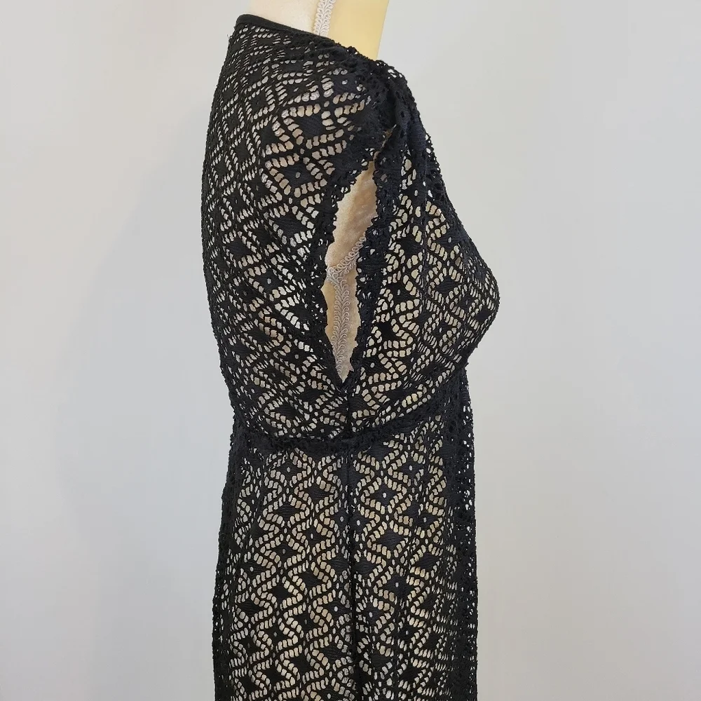 Miken Swim Black Crochet Empire Waist Swimsuit Cover‎ Up